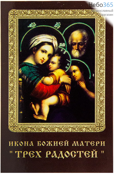  Икона ламинированная 5,5х8,5, с молитвой Божией Матери Трех Радостей, фото 1 