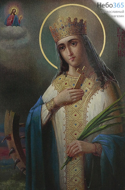  Икона на дереве 20х25, печать на холсте, копии старинных и современных икон Екатерина,великомученица, фото 1 
