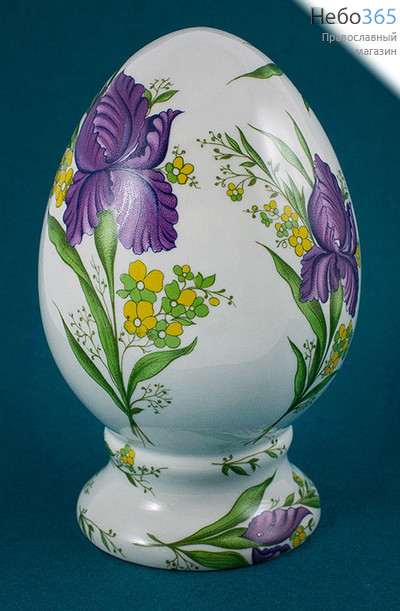  Яйцо пасхальное фарфоровое с деколью "Цветы", высотой 19 см, Кисловодский фарфор, фото 1 