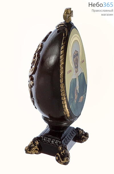  Матрона Московская, блаженная. Яйцо с иконой 5х12х4 см, на подставке, с лепниной (х30607) (Мис), фото 2 