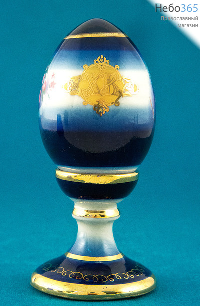  Яйцо пасхальное керамическое среднее (белая глазурь, эксклюзивная роспись, деколь - Верба), Я1002Б, фото 1 