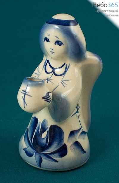  Ангел, фигура керамическая с подсвечником, с кобальтовой росписью, в ассортименте, высотой 11 см., фото 1 