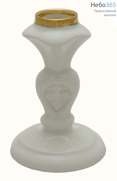  Подсвечник керамический Акант, с белой глазурью, с золотой отводкой, фото 1 
