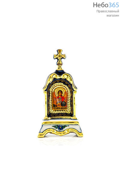  Киот фарфоровый настольный К-10 мини, 1 икона , с цветной росписью и золотом Святой Архангел Михаил, фото 1 