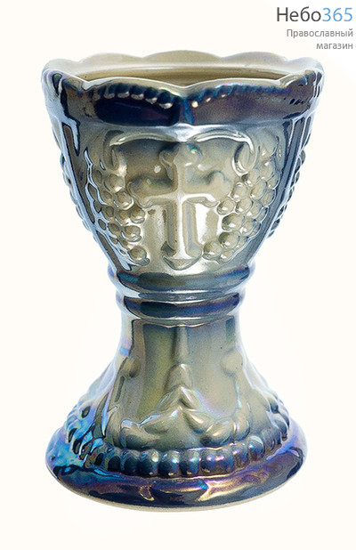  Лампада настольная керамическая "Лоза", на высокой ножке, с цветной глазурью, высотой 11 см, фото 1 