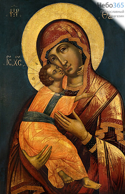  Икона на дереве (Тих) 8-12х12, печать на левкасе, золочение Божией Матери Владимирская (БВ-05), фото 1 