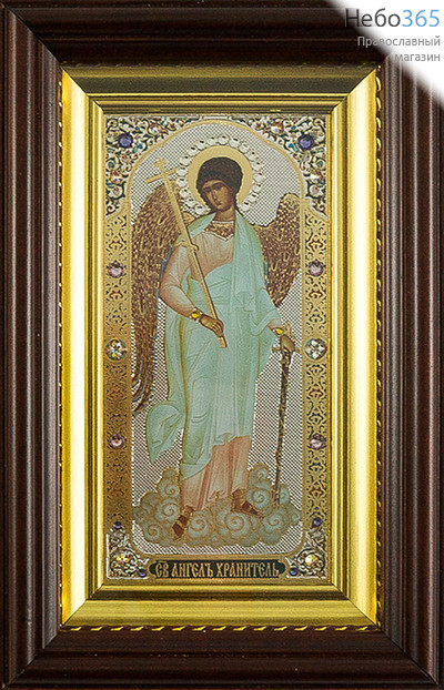  Ангел Хранитель. Икона в киоте 11х17 см, полиграфия, стразы (364) (Пкт), фото 1 