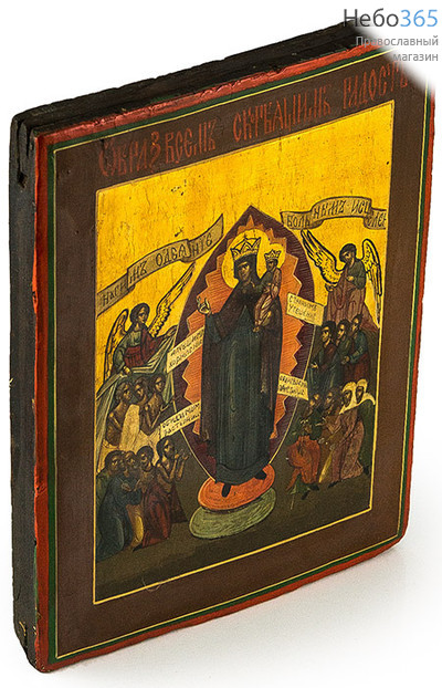  Всех скорбящих Радость икона Божией Матери. Икона писаная (Ю) 25х30, золотой фон, без ковчега, 19 век, фото 2 