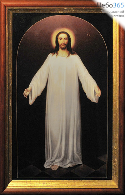  Икона в киоте 44х65 , холст, деревянный багет Господь Вседержитель (Спас в белом хитоне), фото 1 