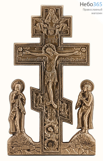  Крест силуминовый Голгофа, плоский, большой, с предстоящими., фото 1 