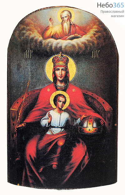  Икона на дереве (Пин) 13х17,13х18,13х21, печать на холсте, выпуклая (№57) Божией Матери Державная, фото 1 