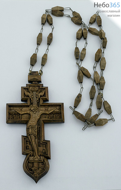  Крест наперсный иерейский деревянный восьмиконечный, из ольхи, высотой 15 см, машинная резьба с ручной доводкой, фото 3 