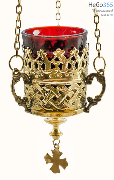  Лампада подвесная латунная со стаканом, высотой 10 см, 586 В, фото 1 
