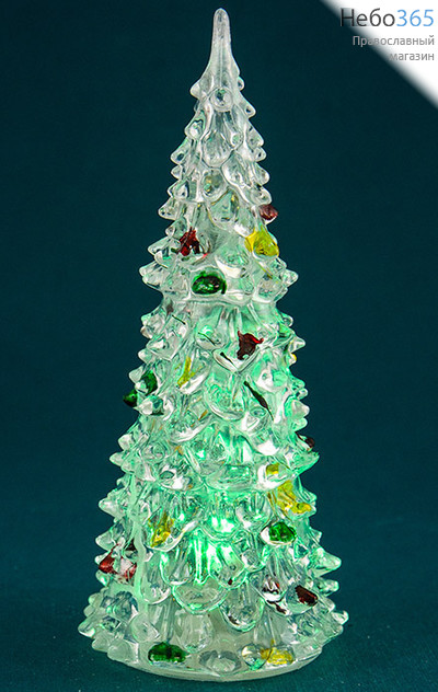  Сувенир рождественский Елочка белая из пластика, с подсветкой, высотой 17 см, MML 13717, фото 1 