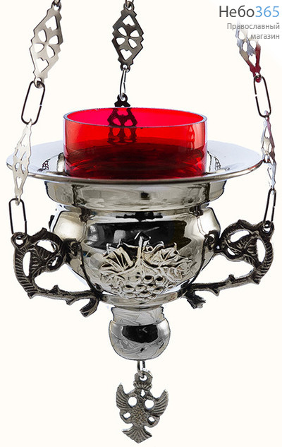  Лампада подвесная металлическая "Виноград", c чеканкой, никелированная, со стаканом, 99899N, фото 1 