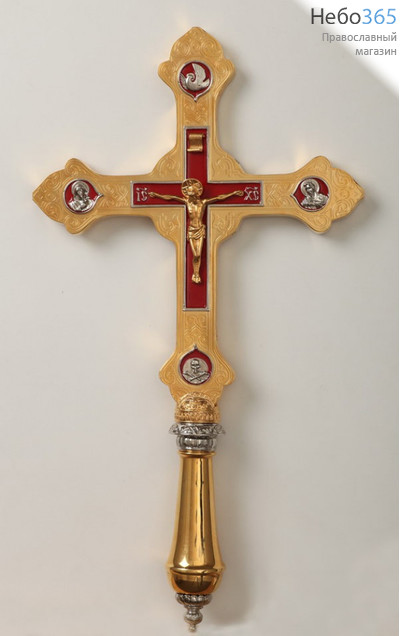  Крест напрестольный №15 фигурный золочение эмаль, фото 1 