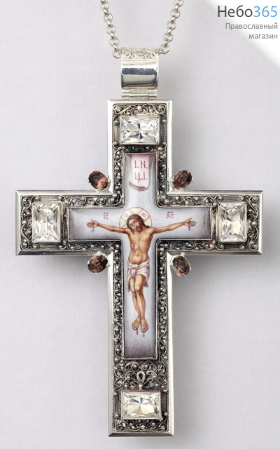  Крест наперсный 4-конечный филигрань на просвет, финифть серебро, фото 1 
