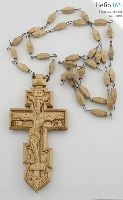  Крест наперсный иерейский деревянный восьмиконечный, из ольхи, высотой 15 см, машинная резьба с ручной доводкой, фото 2 