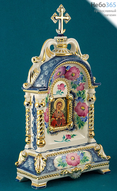  Киот фарфоровый настольный К- 5 "Домик" малый , с цветной росписью и золотом (для иконы "Г" средней миниатюрной), фото 2 