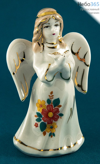 Ангел, фигура фарфоровая "Колокольчик с голубем", высотой 12 см, фото 1 