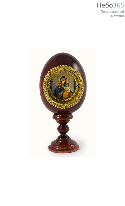  Яйцо пасхальное деревянное на подставке, с иконой в нише, малое. высотой 9,5 см (без учета подставки) с иконой Божией Матери "Неувядаемый Цвет", фото 1 