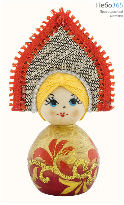  Сувенир рождественский деревянный, ёлочное украшение, кукла малая, "Русская сказка", с цветной росписью, 24085, фото 1 