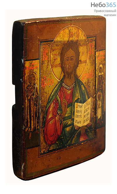  Господь Вседержитель с предстоящими. Икона писаная (Кж) 14х17, с ковчегом, 19 век, фото 2 