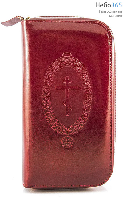  Чехол кожаный для наперсного креста, большой, широкий, ФК-4 цвет: вишневый, фото 1 