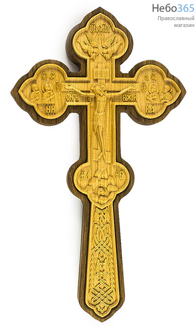  Крест напрестольный деревянный резной, в форме Трилистник, двухсоставной, из кипариса и дуба, высотой 29 см, маш. резьба с ручной доводк, 011, фото 1 