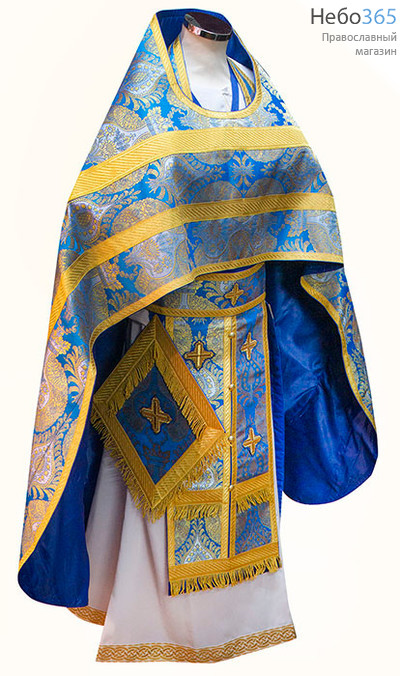  Облачение иерейское, голубое с золотом, 92/155 парча Купола, греческий галун, фото 1 