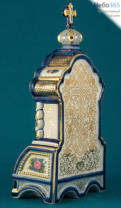  Киот фарфоровый настольный К-17 , с цветной росписью и золотом с иконой святителя Николая Чудотворца, фото 3 