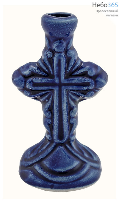  Подсвечник керамический "Крест", средний, ажурный, высота 7 - 7,5 см, (в уп. - 10 шт.) цвета в ассорт. РРР, фото 1 