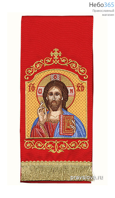  Закладка  для Евангелия "Господь Вседержитель" вышивка, красный габардин, размеры: 14 х 160 см, фото 1 