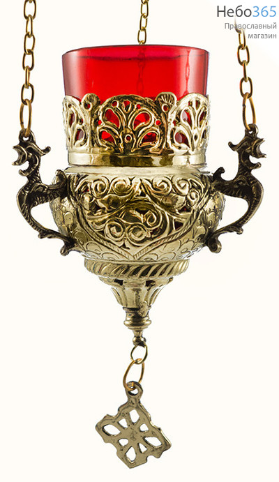  Лампада подвесная бронзовая литье, со стаканом. высотой 12 см, 9503 В, фото 1 