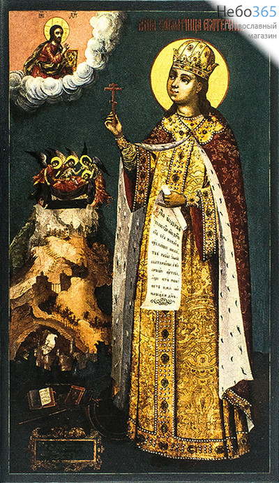  Екатерина, великомученица. Икона на дереве 12х7 см, печать на левкасе, золочение, без ковчега (ВЕ-01) (Тих), фото 1 