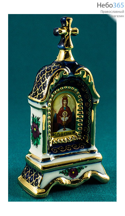  Киот фарфоровый настольный К-10 мини, 1 икона , с цветной росписью и золотом "Неопалимая Купина" икона Божией Матери, фото 5 