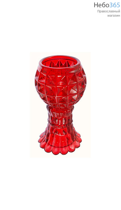  Лампада настольная стеклянная Квадратные грани, на ножке, высотой 12 см цвет: красный, фото 1 