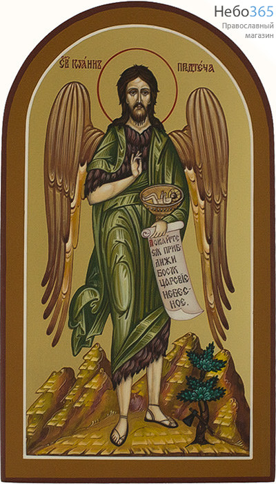  Иоанн Предтеча, пророк. Икона писаная 13х22, золотой фон, арочная, без ковчега, фото 1 