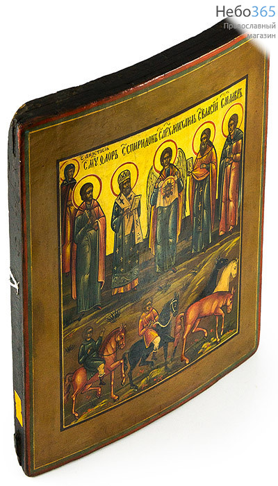  Михаил, Архангел, с избранными святыми. Икона писаная 25х29,5, золотой фон, кон. 18 века, фото 2 