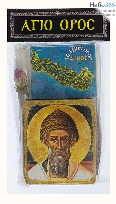  Афонский набор, иконы святителя Спиридона Тримифунтского, ладан, розочка, фото 1 