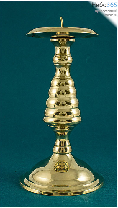  Подсвечник латунный со штырем для свечи, высотой 17,5 см, И 32, фото 1 
