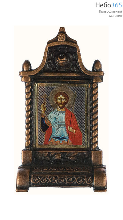  Подсвечник металлический В- 50 и фигура, обмедненный, в ассортименте № 96/ 20 Киот с иконой Святого мученика Виктора, фото 1 