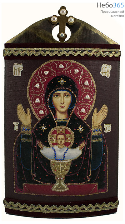  Икона на дереве 18х33, блаженная Матрона Московская, выпуклая, бархатные полоски с тесьмой , фигурный верх с крестом., фото 1 