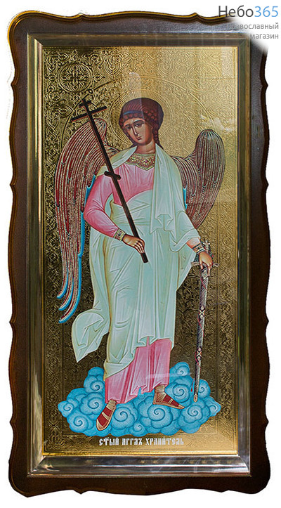  Ангел Хранитель. Икона в киоте 60х120 см, фигурный киот со стеклом, конгрев, багет (Ил), фото 1 
