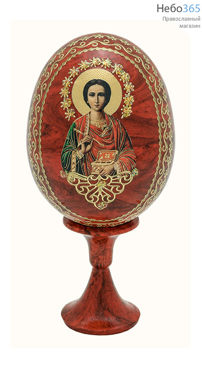 Яйцо пасхальное деревянное на подставке, с иконой, цветное, под мрамор, на подставке, высотой 8 см с иконами Святых, в ассортименте, фото 1 
