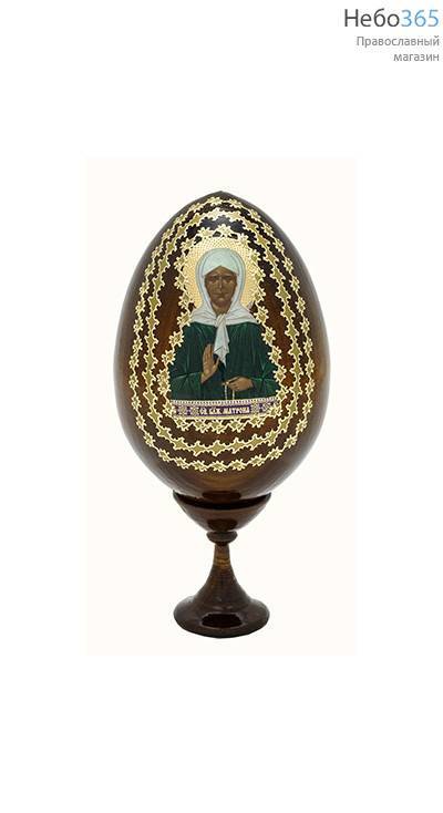  Яйцо пасхальное деревянное на подставке, с иконой, мореное, среднее с иконами Святых, в ассортименте, фото 1 
