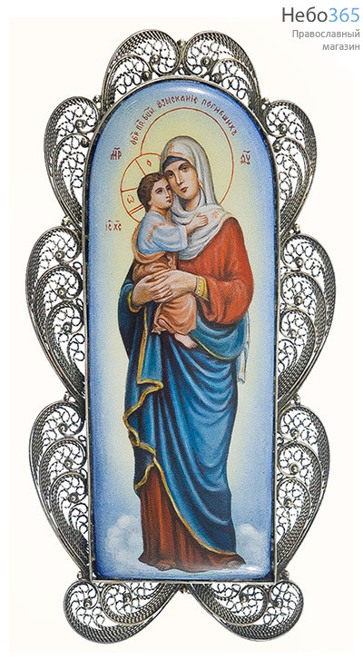  Взыскание погибших икона Божией Матери. Икона писаная 5х12, эмаль, филигрань, на подставке, фото 1 