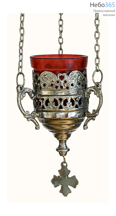  Лампада подвесная латунная с чеканкой и никелированим, со стаканом, 99764N, фото 1 