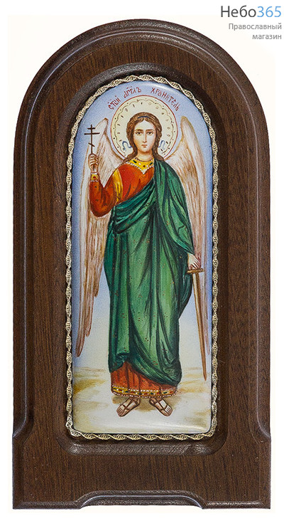  Ангел Хранитель на голубом фоне. Икона писаная 5х12 (с основой 9,5х17), эмаль, скань (Гу), фото 1 
