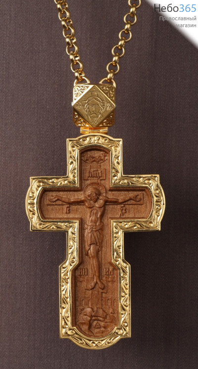  Крест наперсный № 62 серебро деревянная вставка, фото 1 
